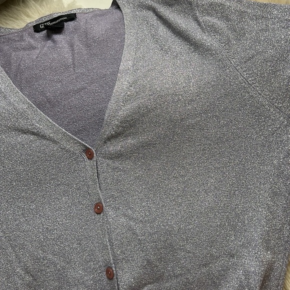 Vintage guess collection metallic lavender small V-neck cardigan women’s small - Picture 9 of 9
